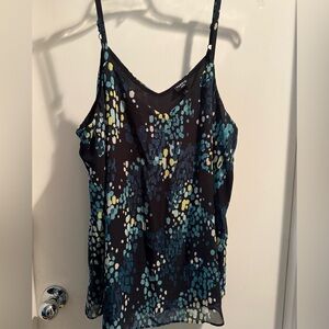 Women's Black and Blue Patterned Top